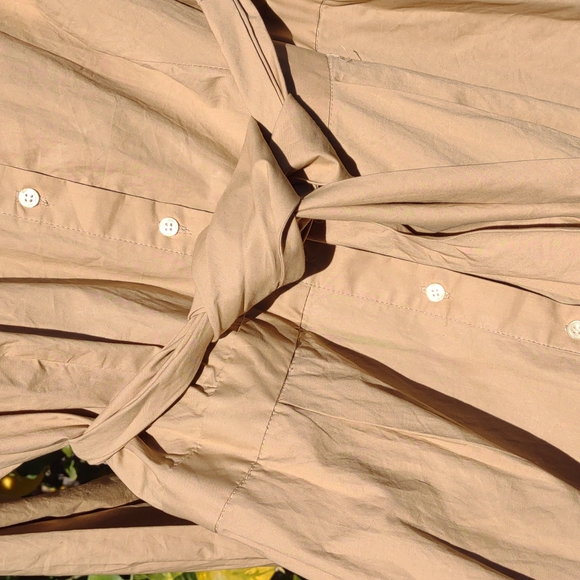 J. Crew Fit and Flare Cotton Dress Collar Button Down Tan S - Picture 3 of 11